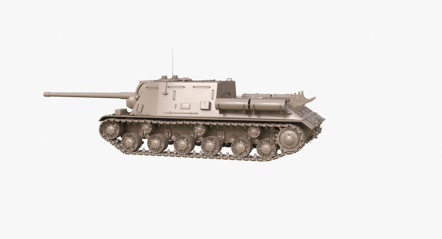 Tank ISU 122  Clay Mental Ray 3D model_51