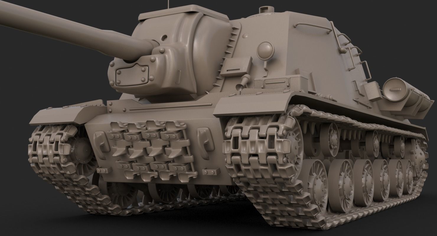 Tank ISU 122  Clay Mental Ray 3D model_12