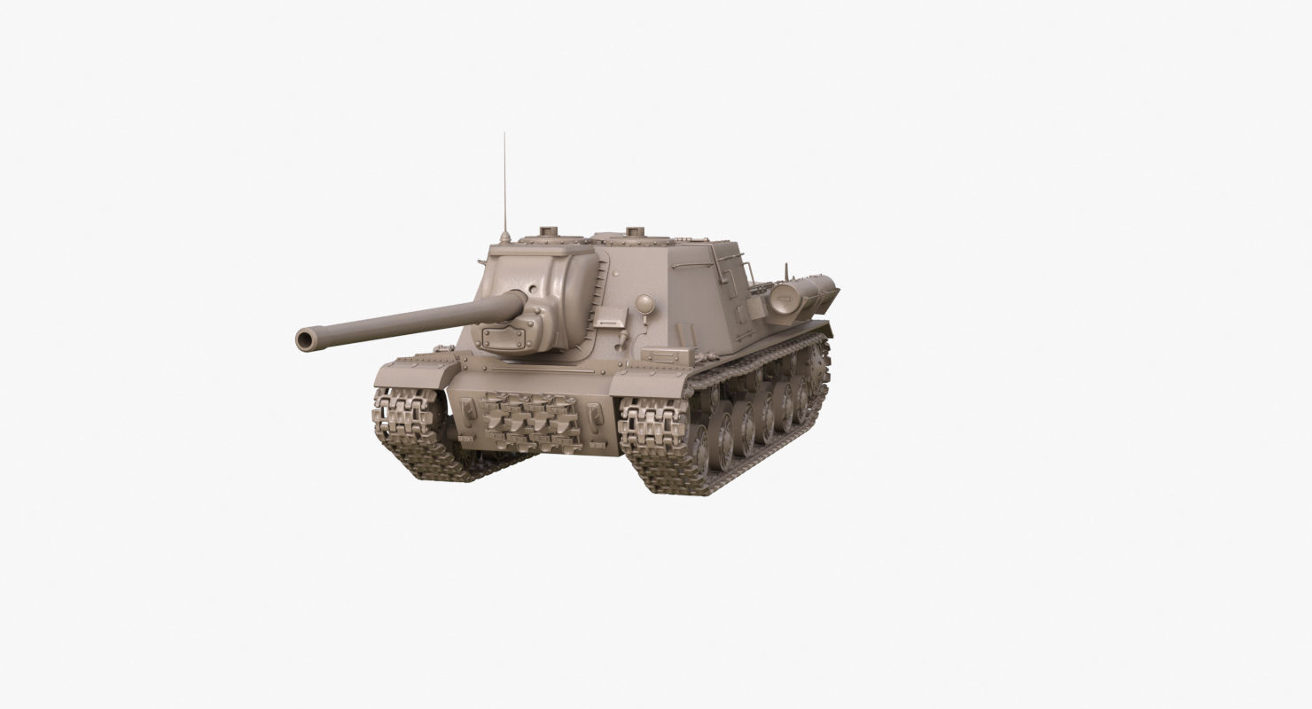 Tank ISU 122  Clay Mental Ray 3D model_24