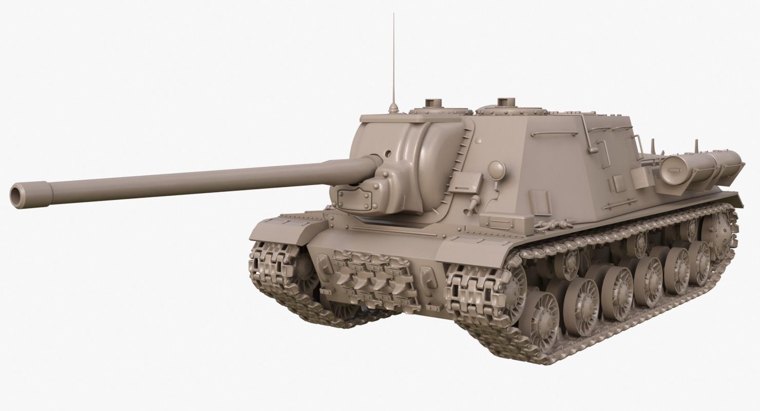 Tank ISU 122  Clay Mental Ray 3D model_1