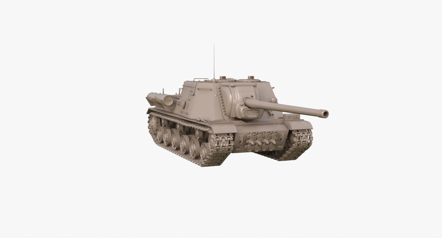 Tank ISU 122  Clay Mental Ray 3D model_28