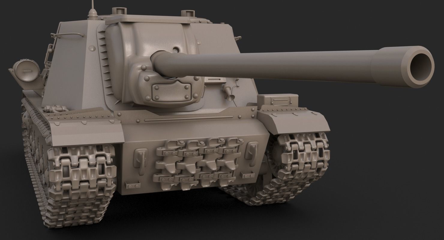 Tank ISU 122  Clay Mental Ray 3D model_11