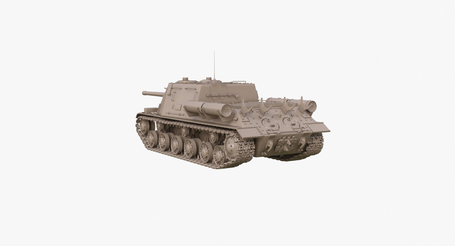 Tank ISU 122  Clay Mental Ray 3D model_47