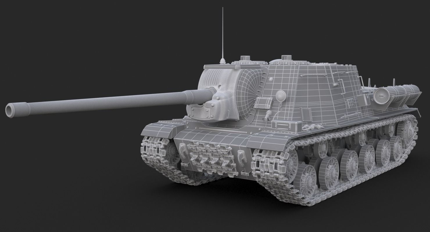 Tank ISU 122  Clay Mental Ray 3D model_15