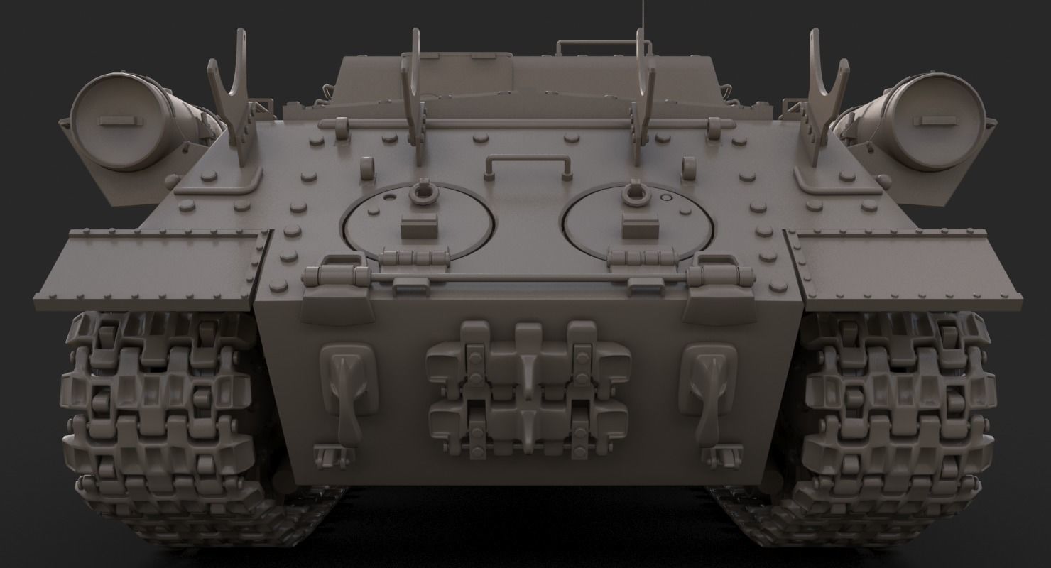 Tank ISU 122  Clay Mental Ray 3D model_7