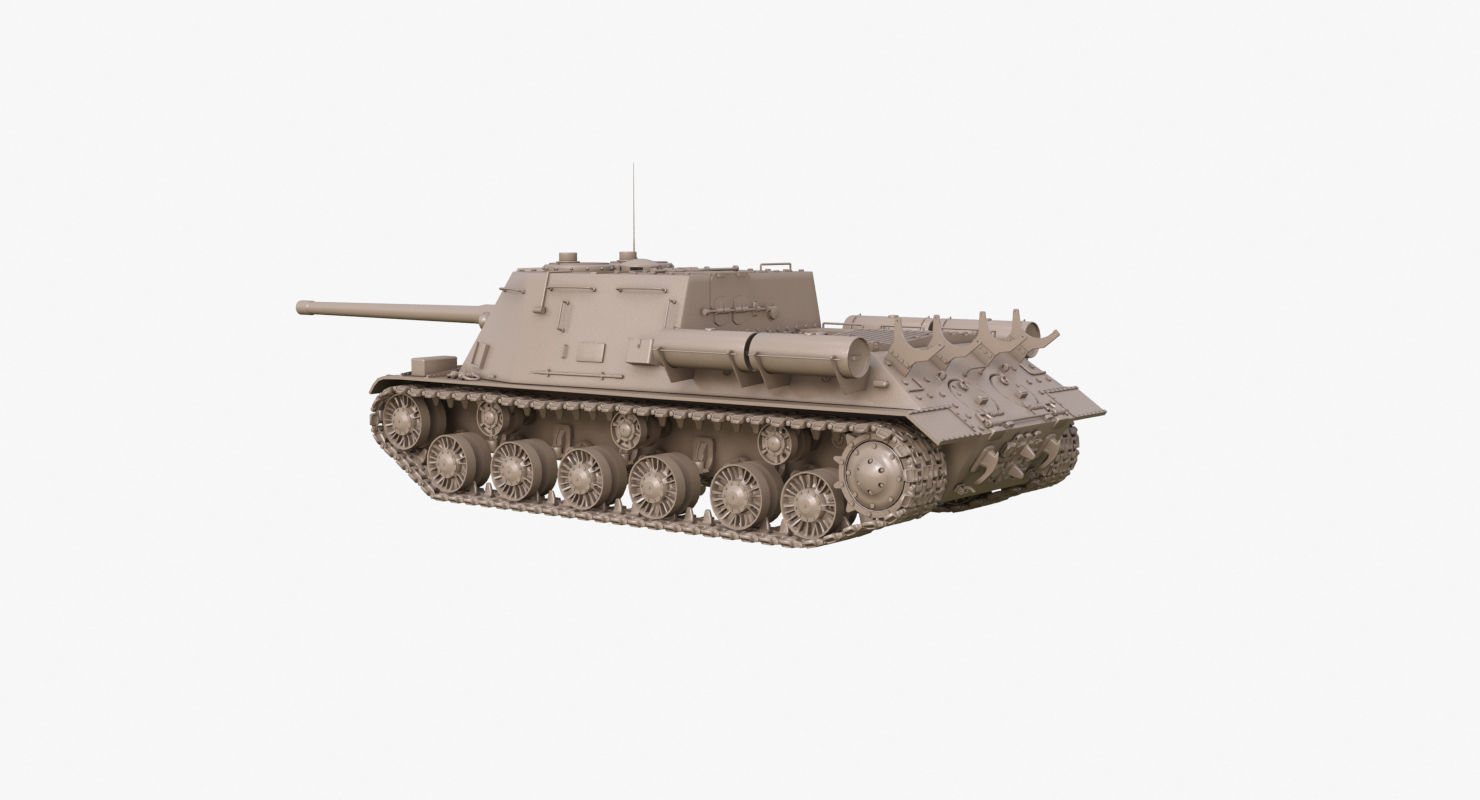 Tank ISU 122  Clay Mental Ray 3D model_49