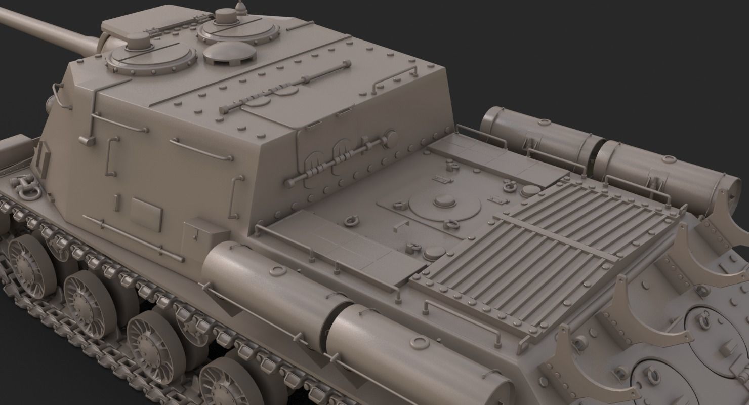 Tank ISU 122  Clay Mental Ray 3D model_14