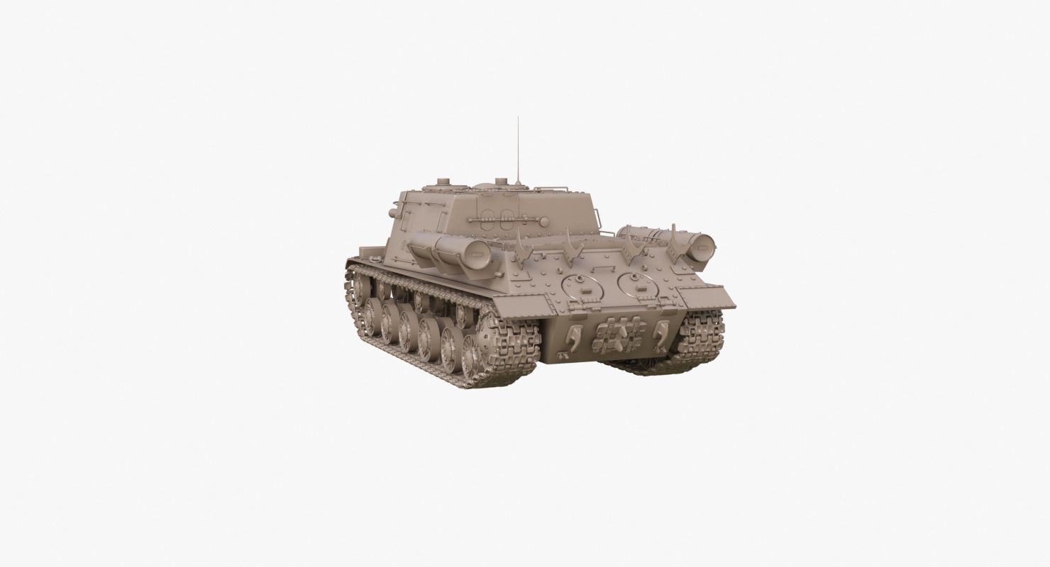 Tank ISU 122  Clay Mental Ray 3D model_46