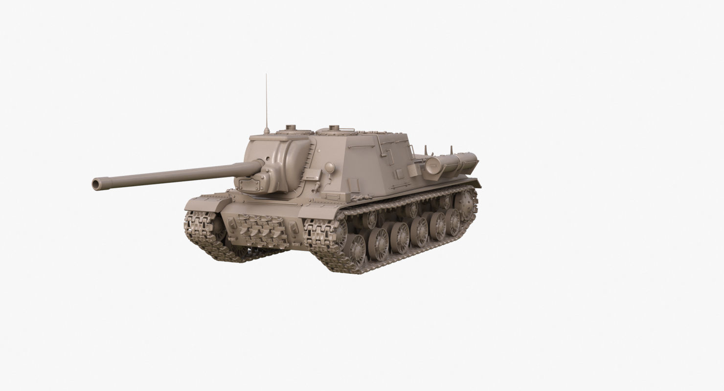 Tank ISU 122  Clay Mental Ray 3D model_23