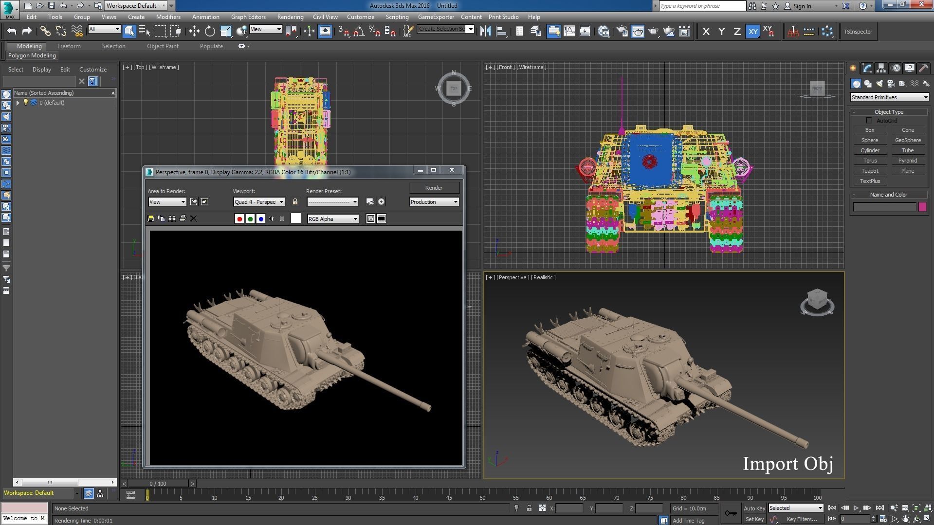 Tank ISU 122  Clay Mental Ray 3D model_21