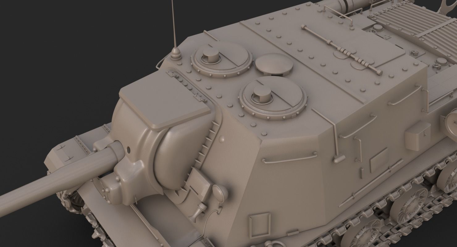 Tank ISU 122  Clay Mental Ray 3D model_13
