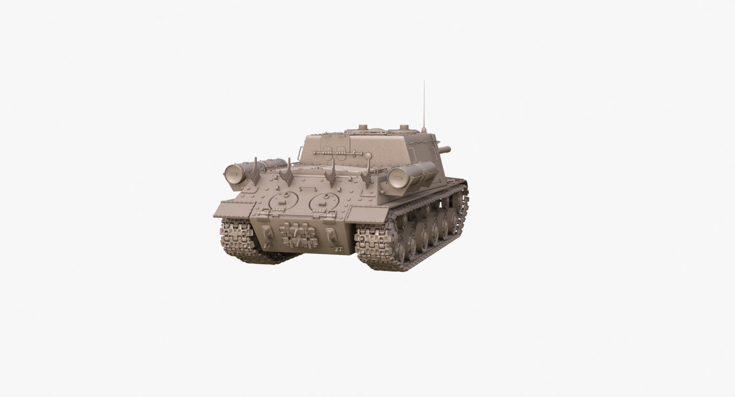 Tank ISU 122  Clay Mental Ray 3D model_42