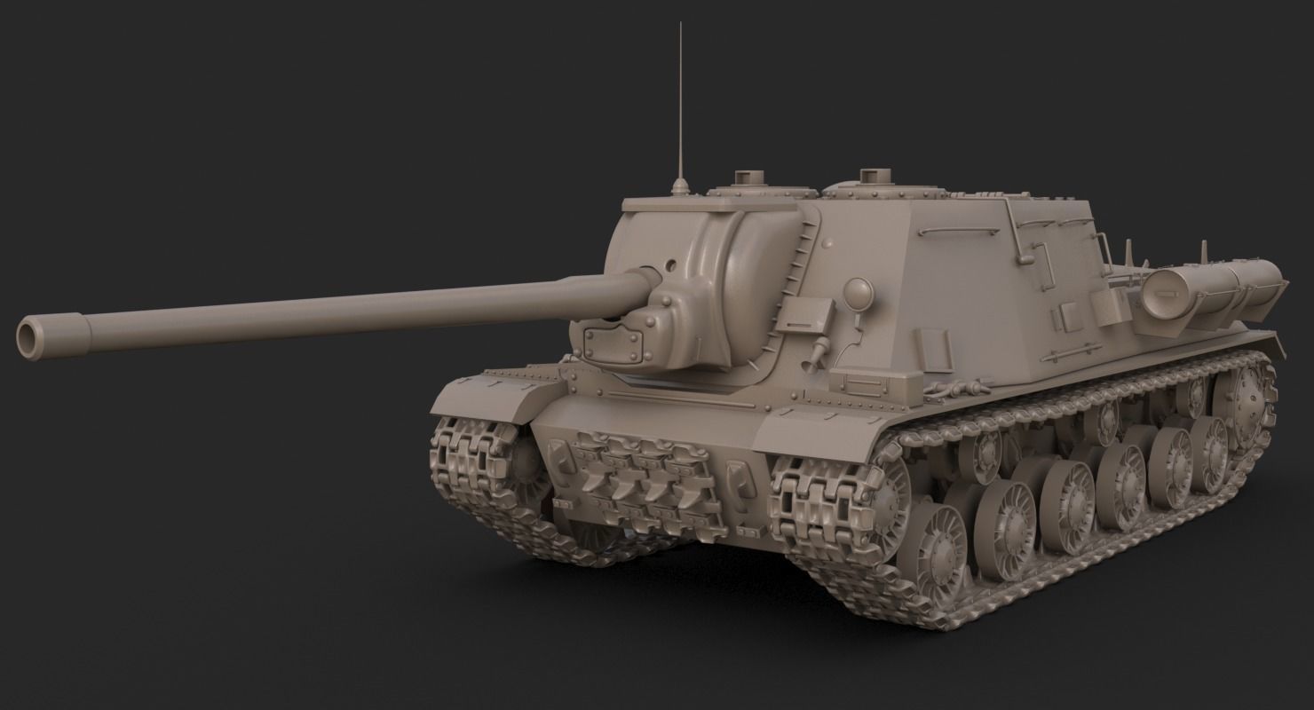 Tank ISU 122  Clay Mental Ray 3D model_2