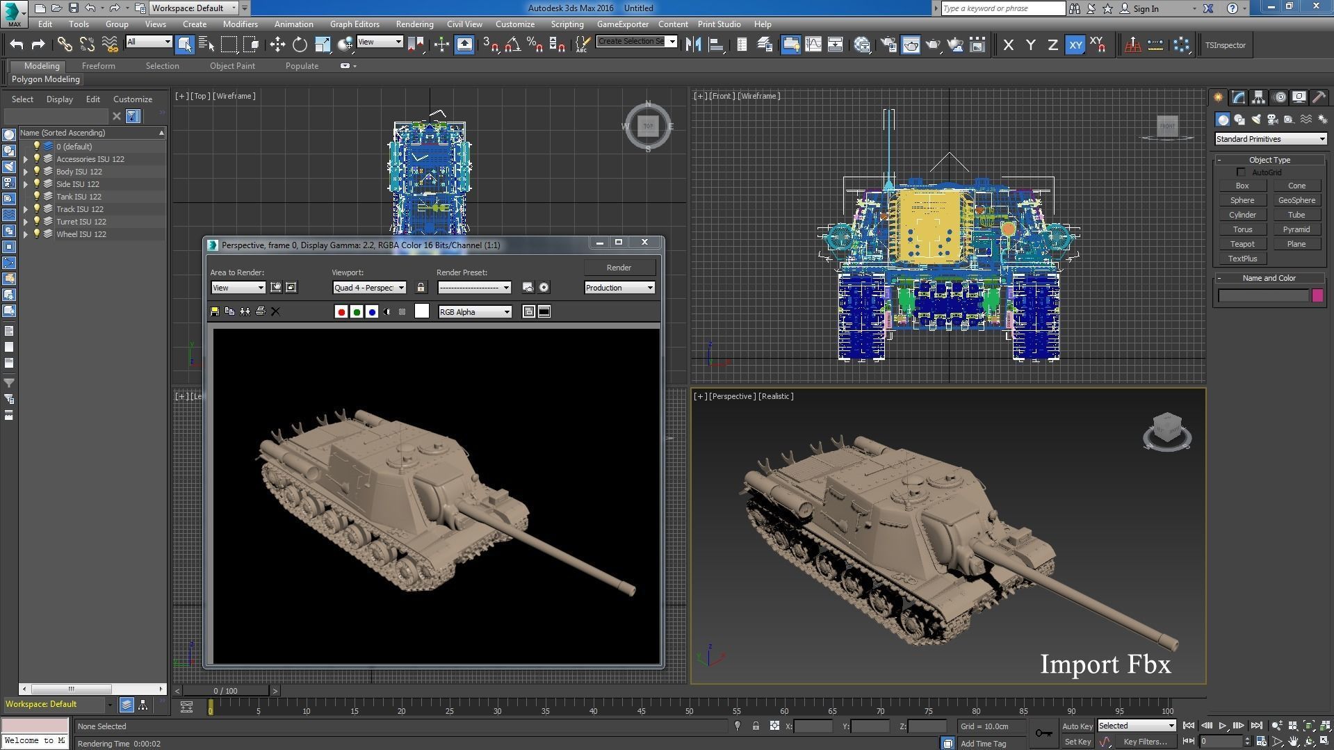 Tank ISU 122  Clay Mental Ray 3D model_20