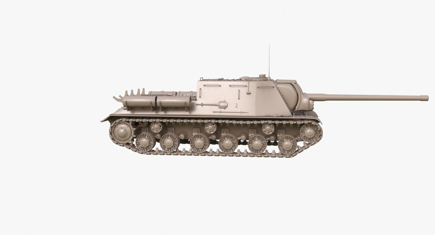 Tank ISU 122  Clay Mental Ray 3D model_34