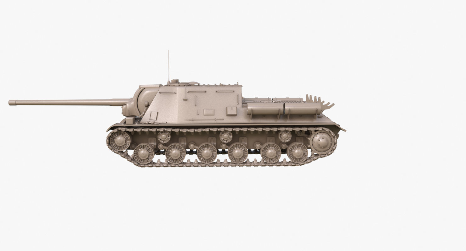 Tank ISU 122  Clay Mental Ray 3D model_53