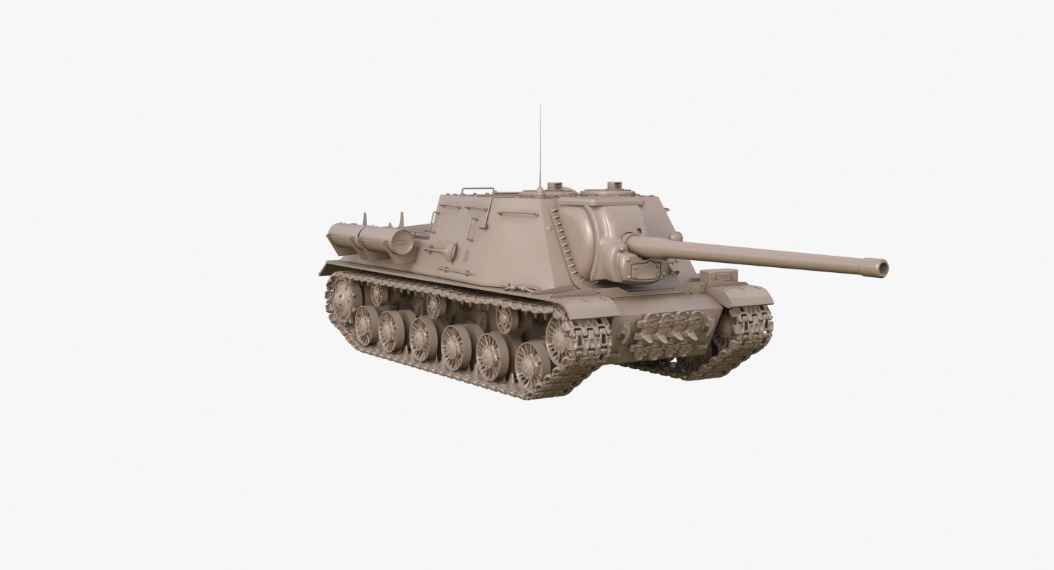 Tank ISU 122  Clay Mental Ray 3D model_29