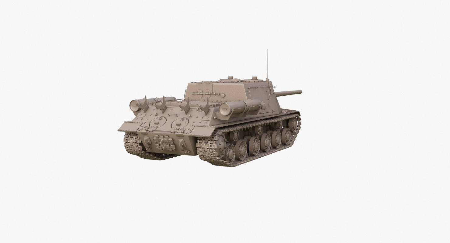 Tank ISU 122  Clay Mental Ray 3D model_41