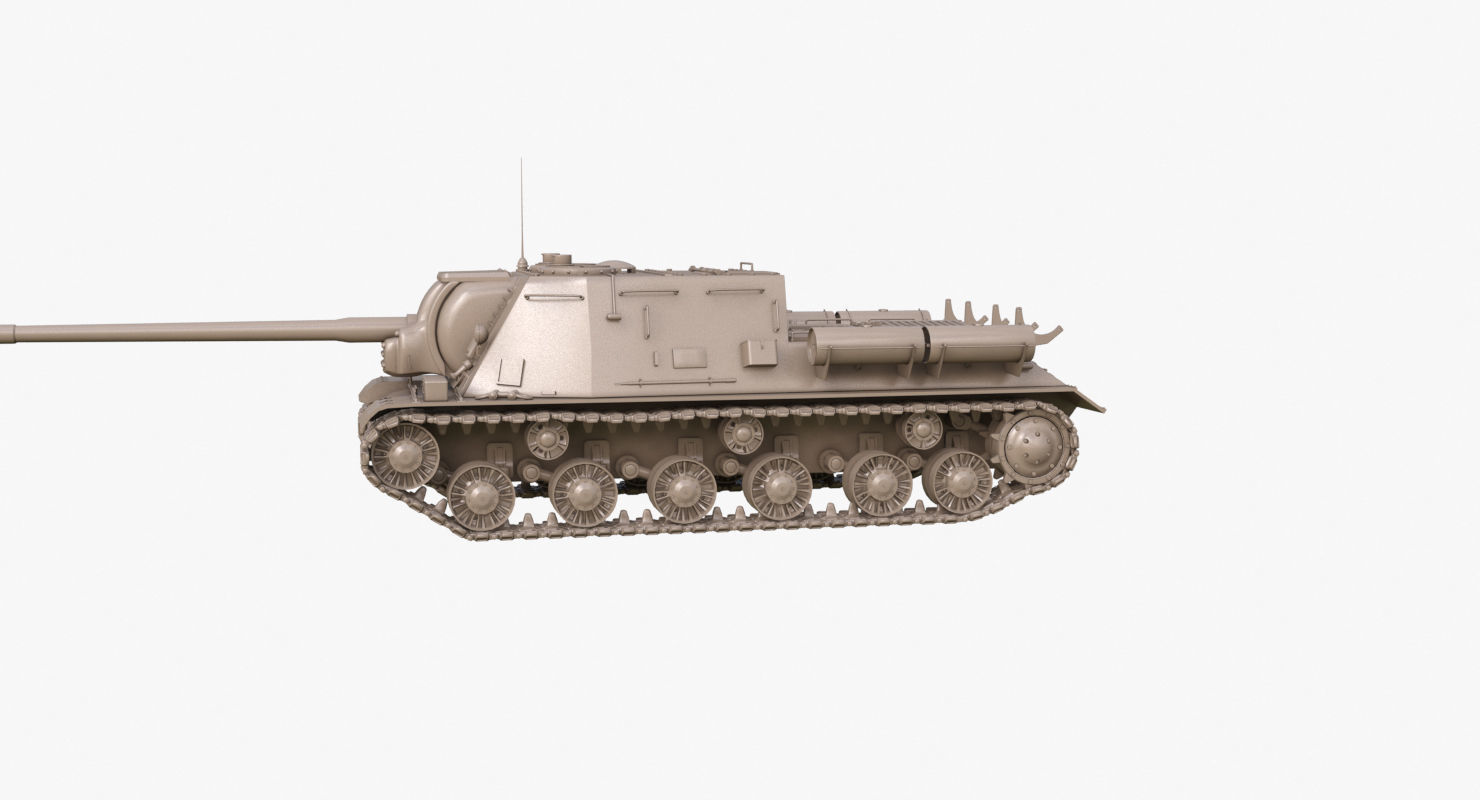 Tank ISU 122  Clay Mental Ray 3D model_54