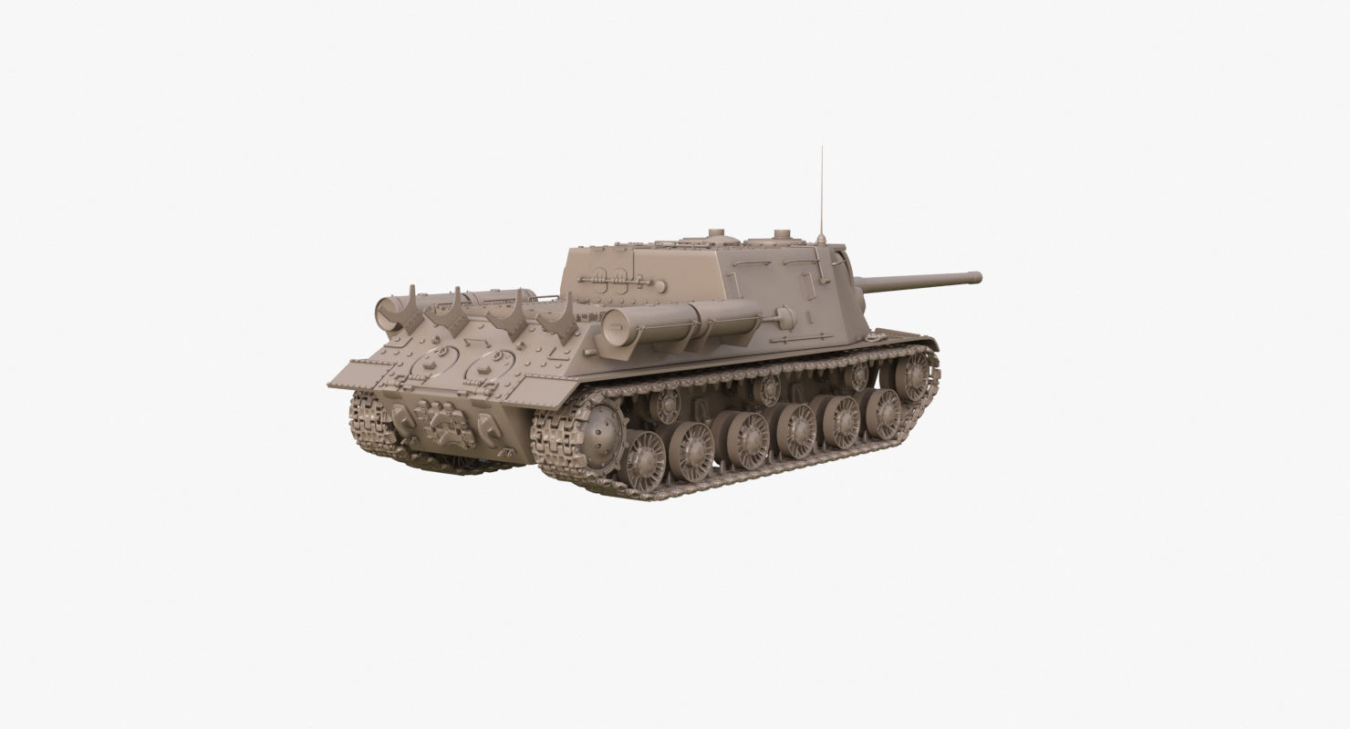 Tank ISU 122  Clay Mental Ray 3D model_40
