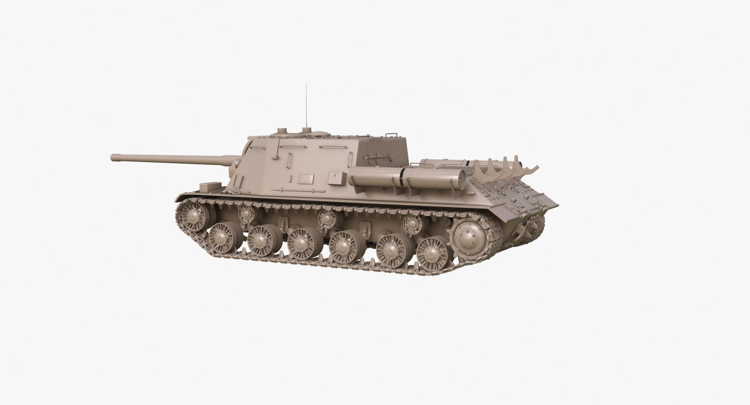 Tank ISU 122  Clay Mental Ray 3D model_50