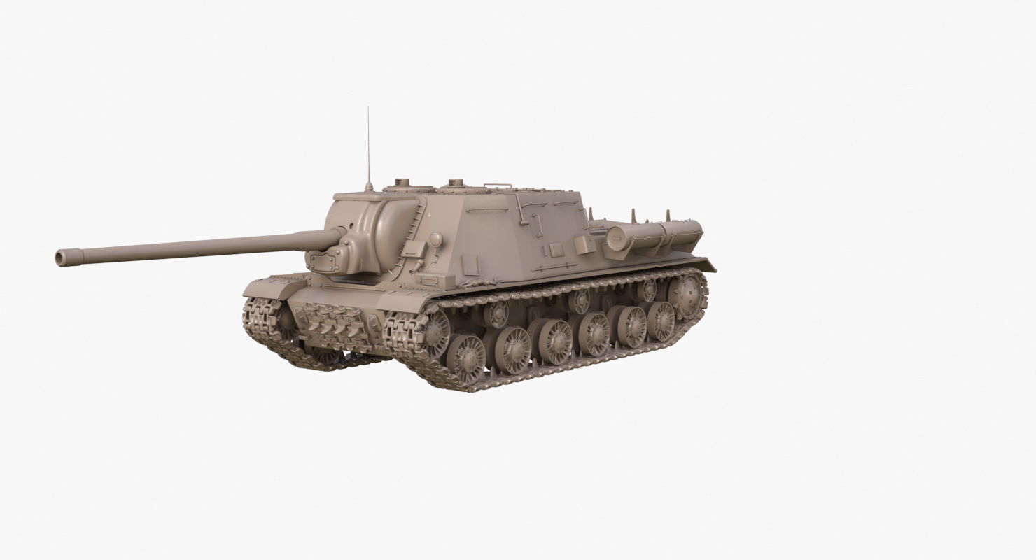 Tank ISU 122  Clay Mental Ray 3D model_22