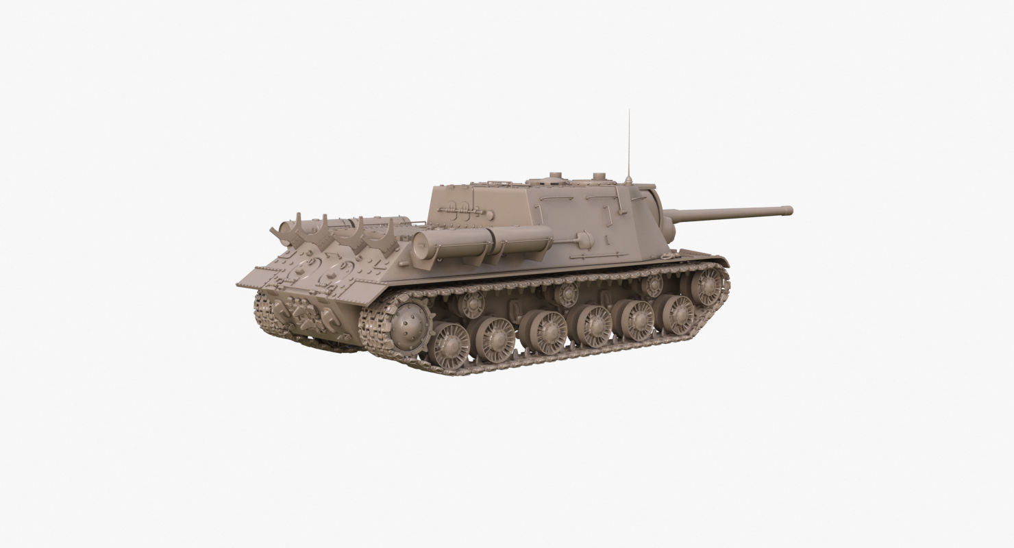 Tank ISU 122  Clay Mental Ray 3D model_39
