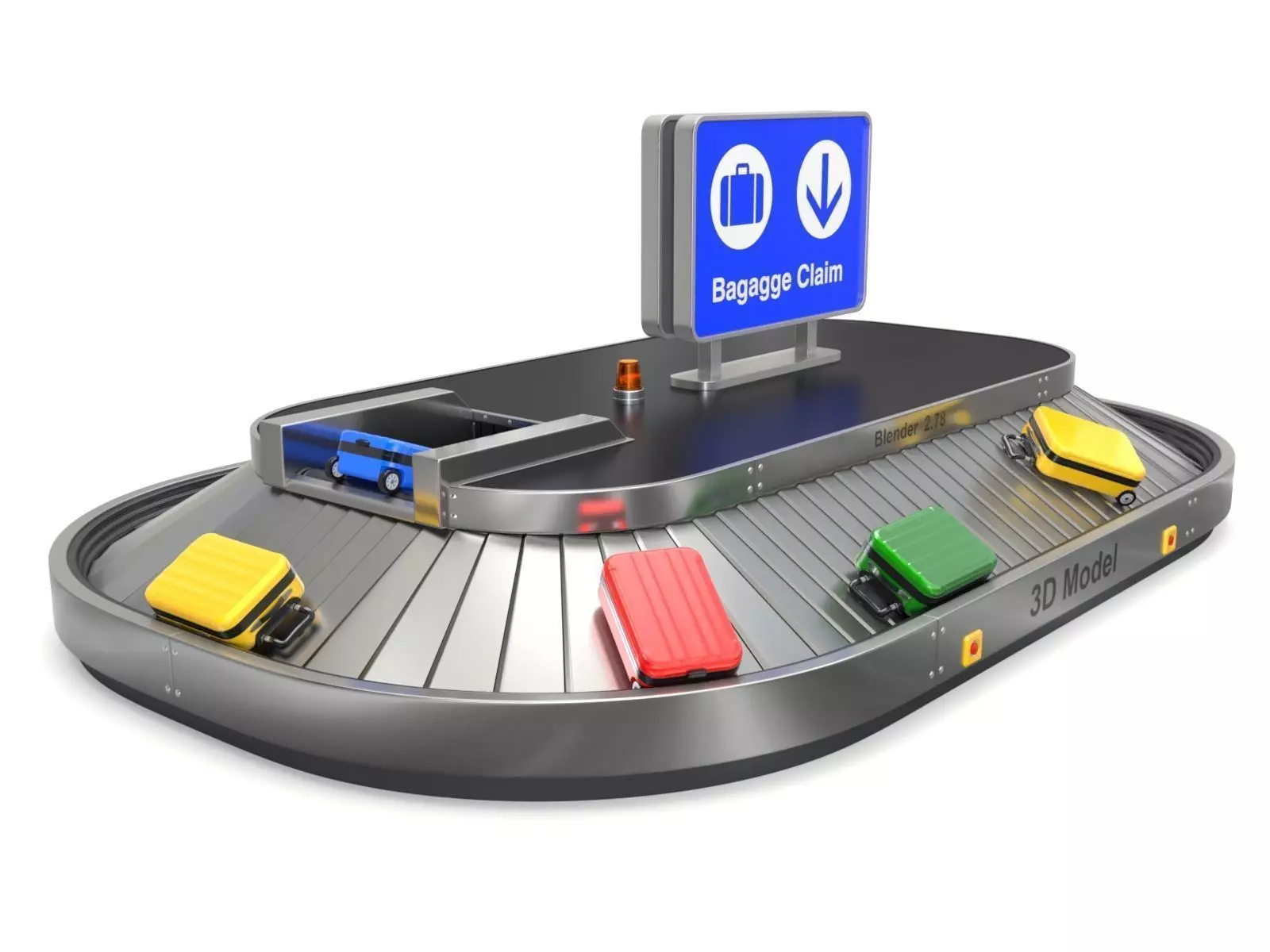 Airport Claim Transporter with Baggage 3D model