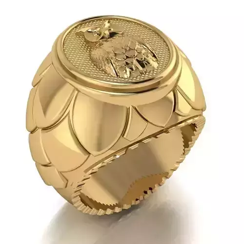 Male signet ring with Owl 3D print model