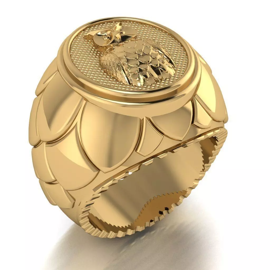 Male signet ring with Owl 3D print model