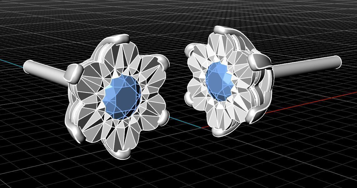 Blossom Plate Stud Earring 3D print model_6