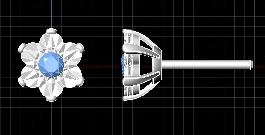 Blossom Plate Stud Earring 3D print model_5