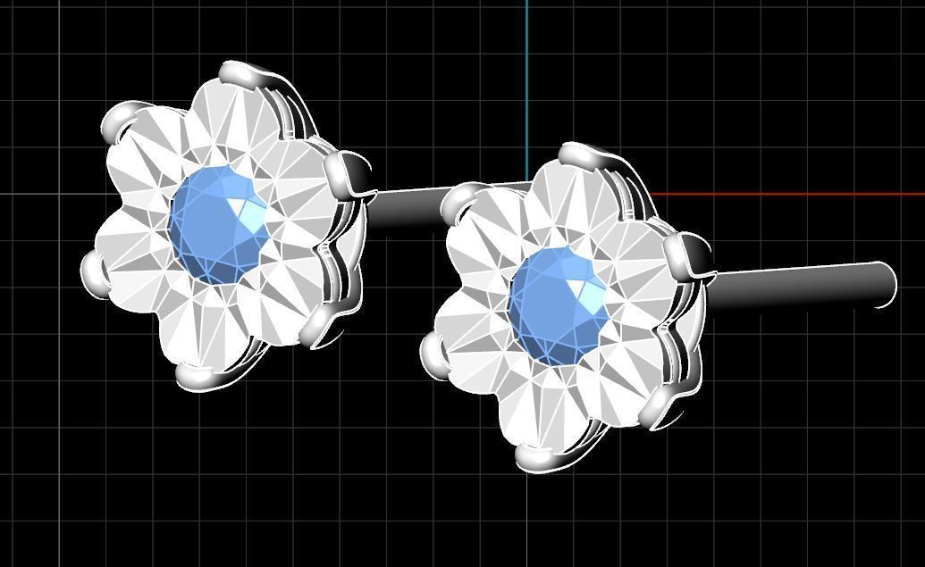 Blossom Plate Stud Earring 3D print model_8