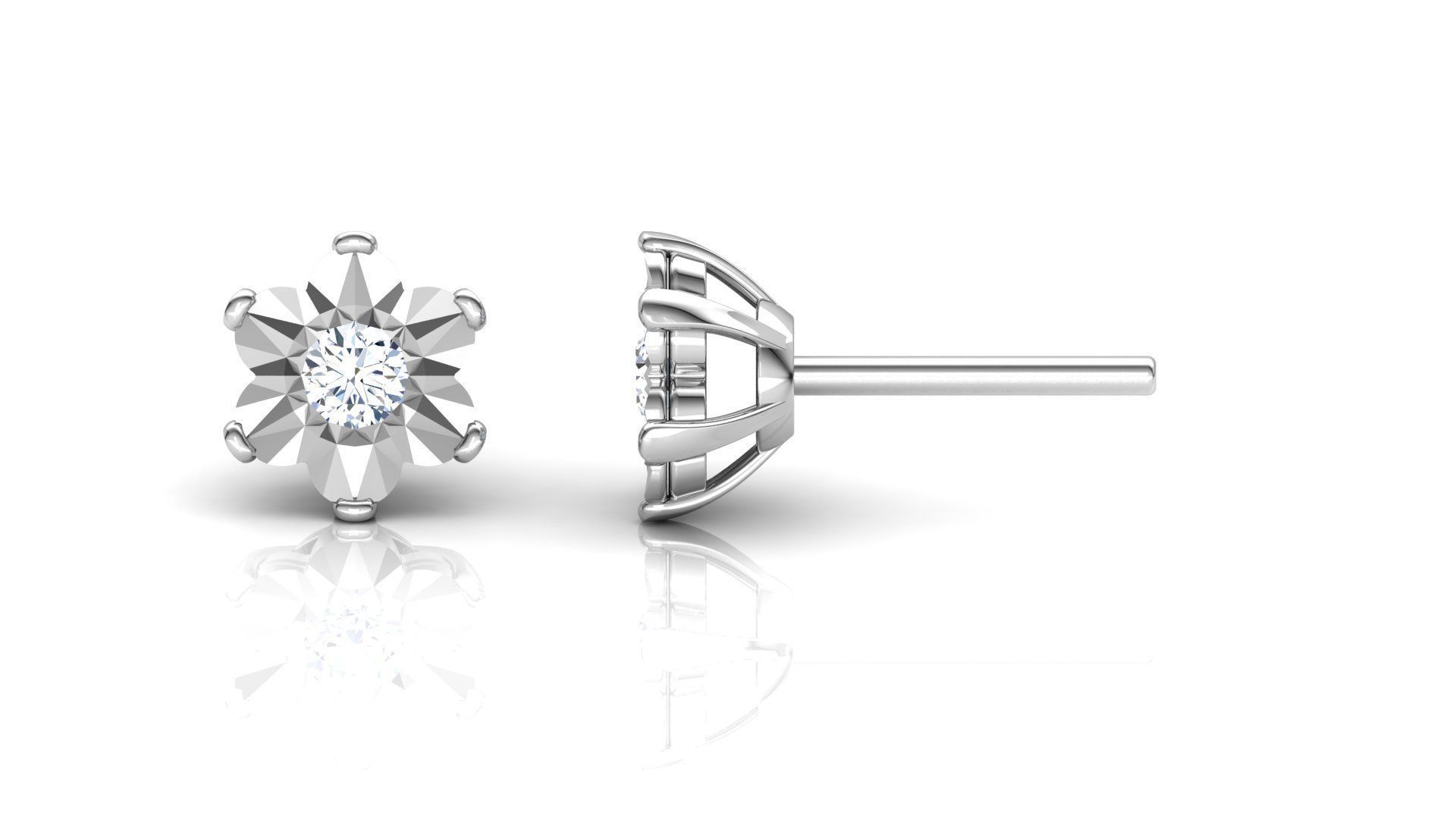 Blossom Plate Stud Earring 3D print model_13