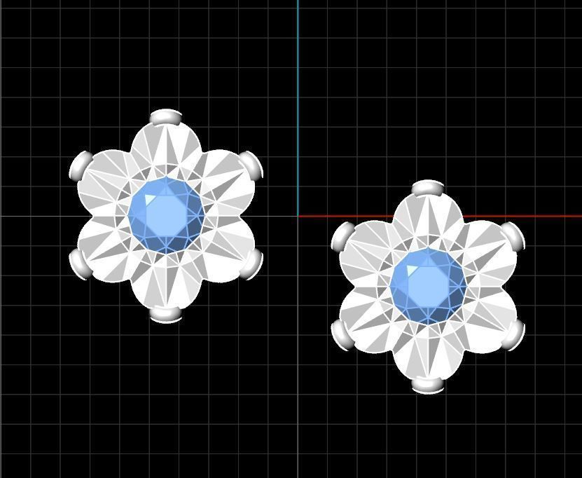 Blossom Plate Stud Earring 3D print model_7