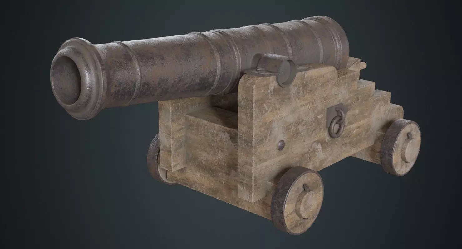 Vessel Cannon 1B Low-poly 3D model_0