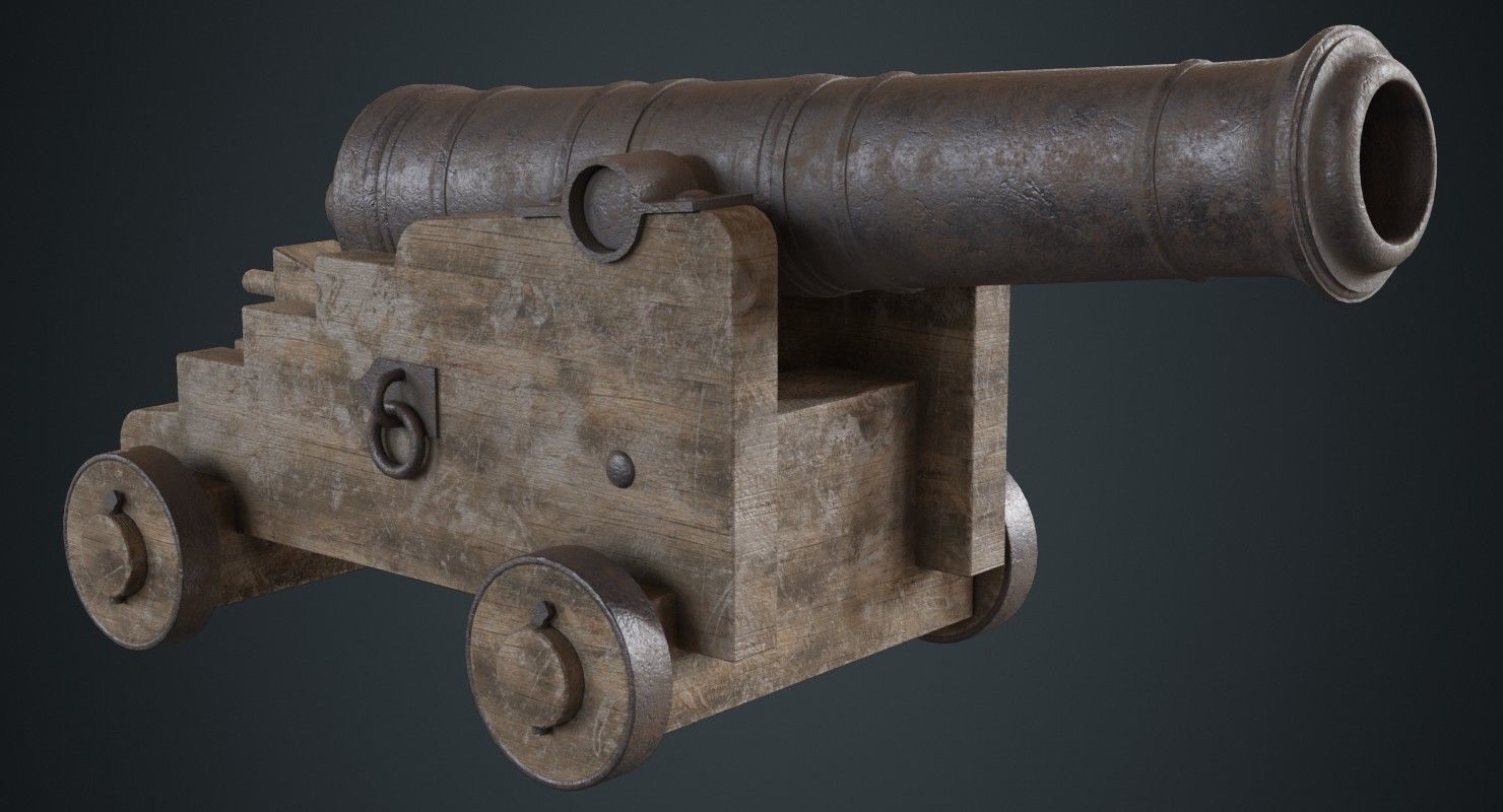 Vessel Cannon 1B Low-poly 3D model_1