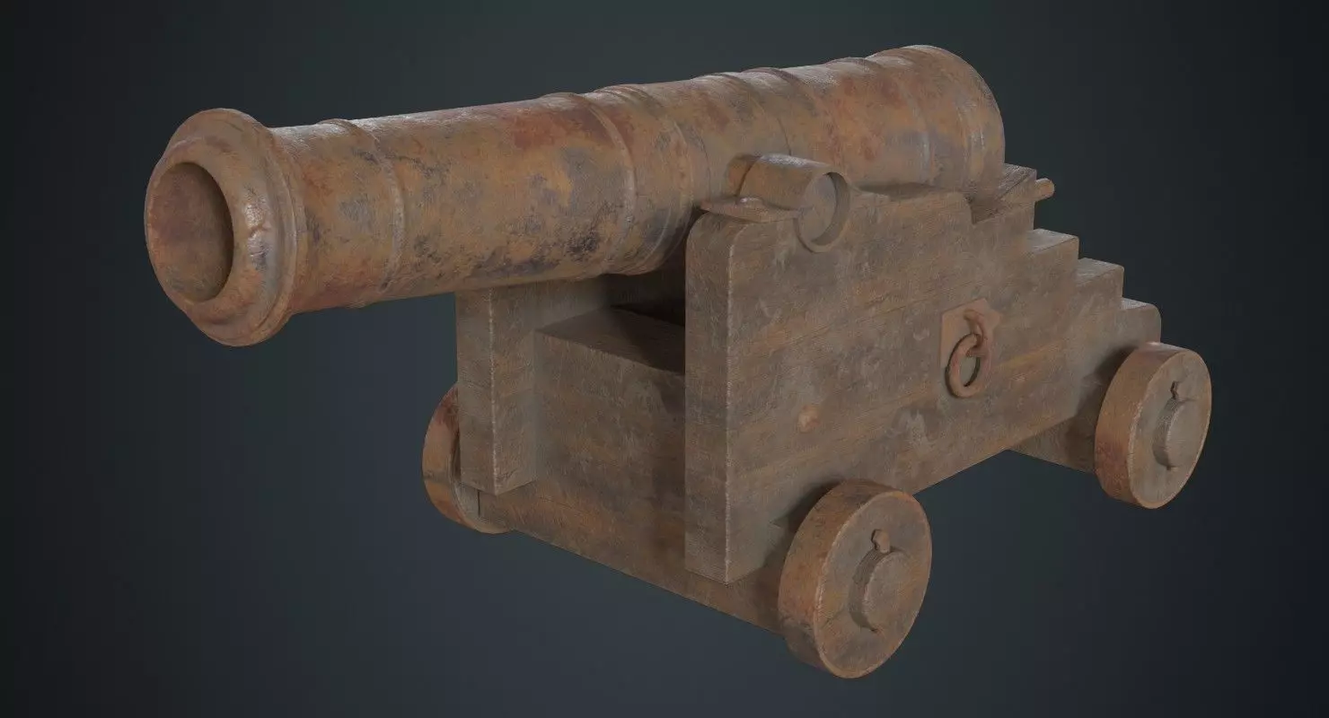 Vessel Cannon 1C Low-poly 3D model_0