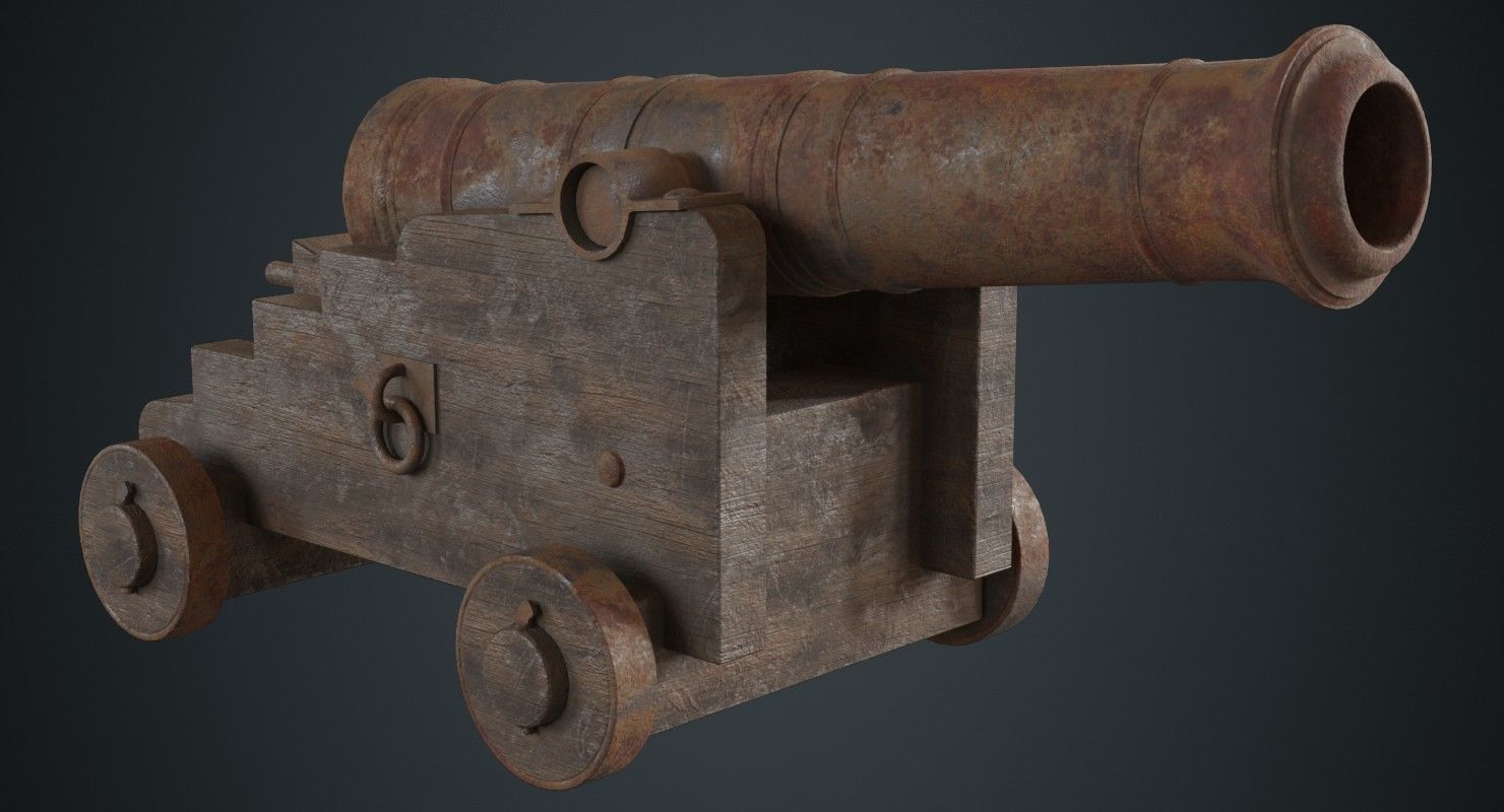Vessel Cannon 1C Low-poly 3D model_1