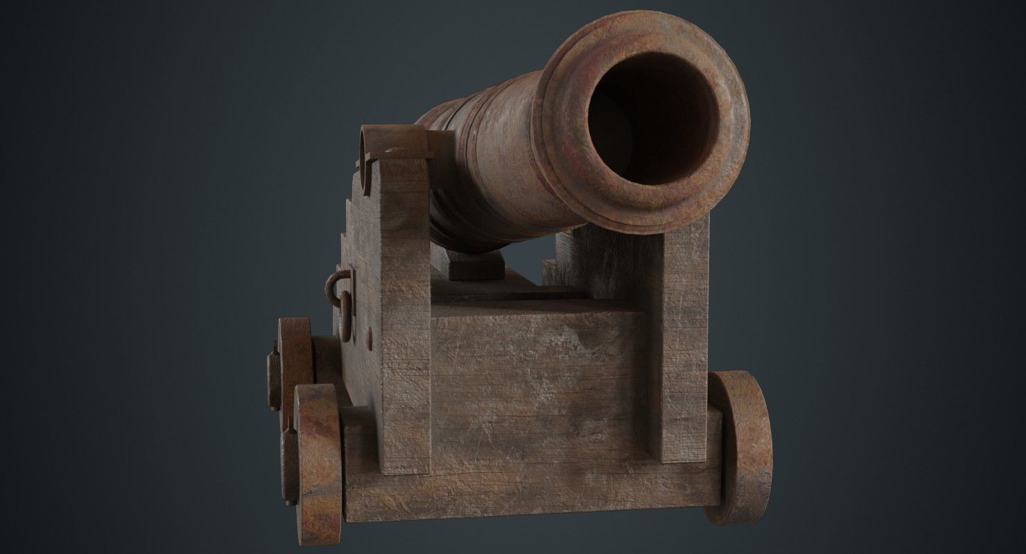 Vessel Cannon 1C Low-poly 3D model_5
