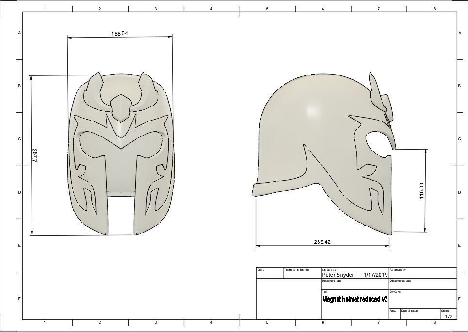 Magneto Helmet  Version 2 3D print model_3