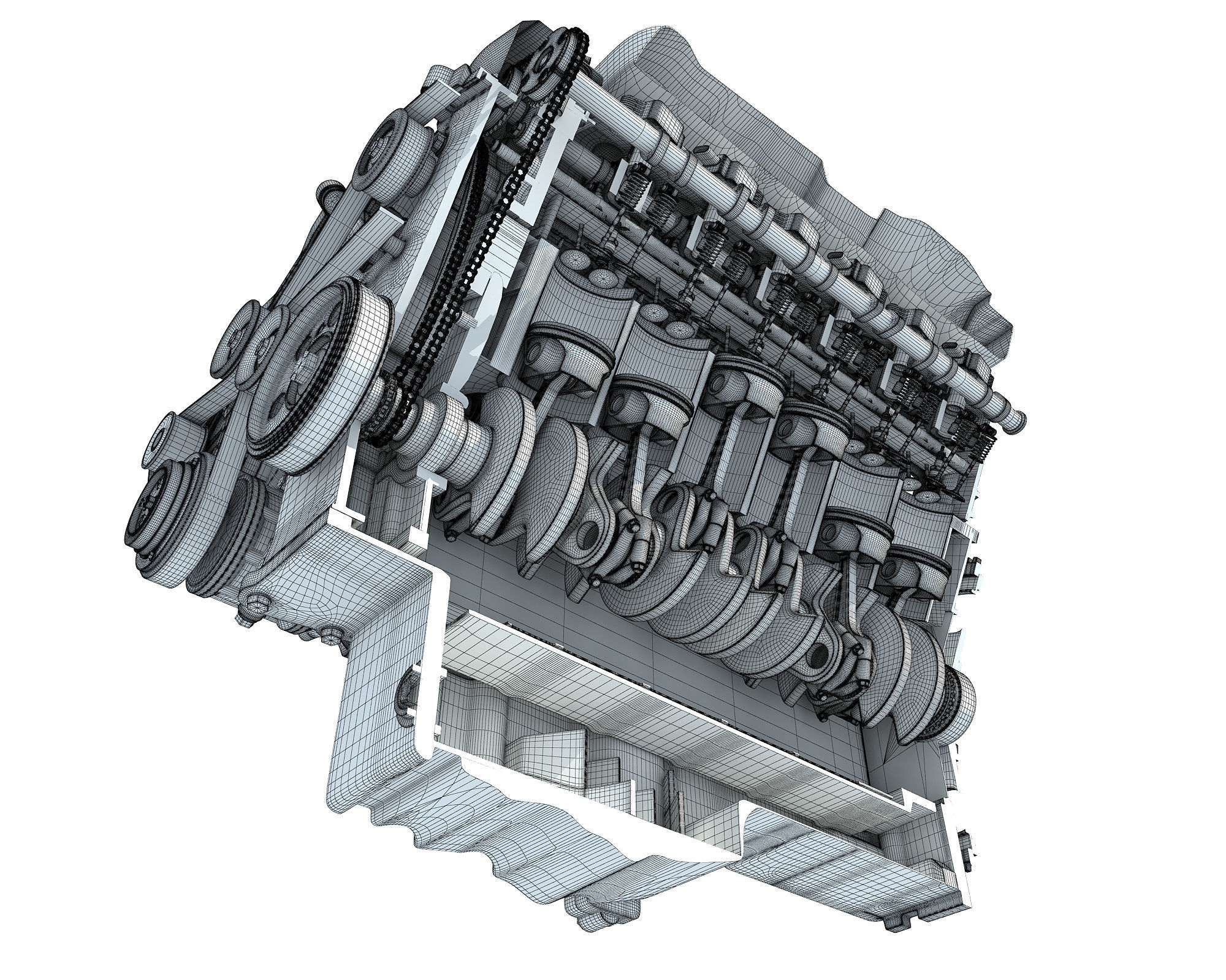 V12 Engine Sectioned Animation Ignition 3D model_25