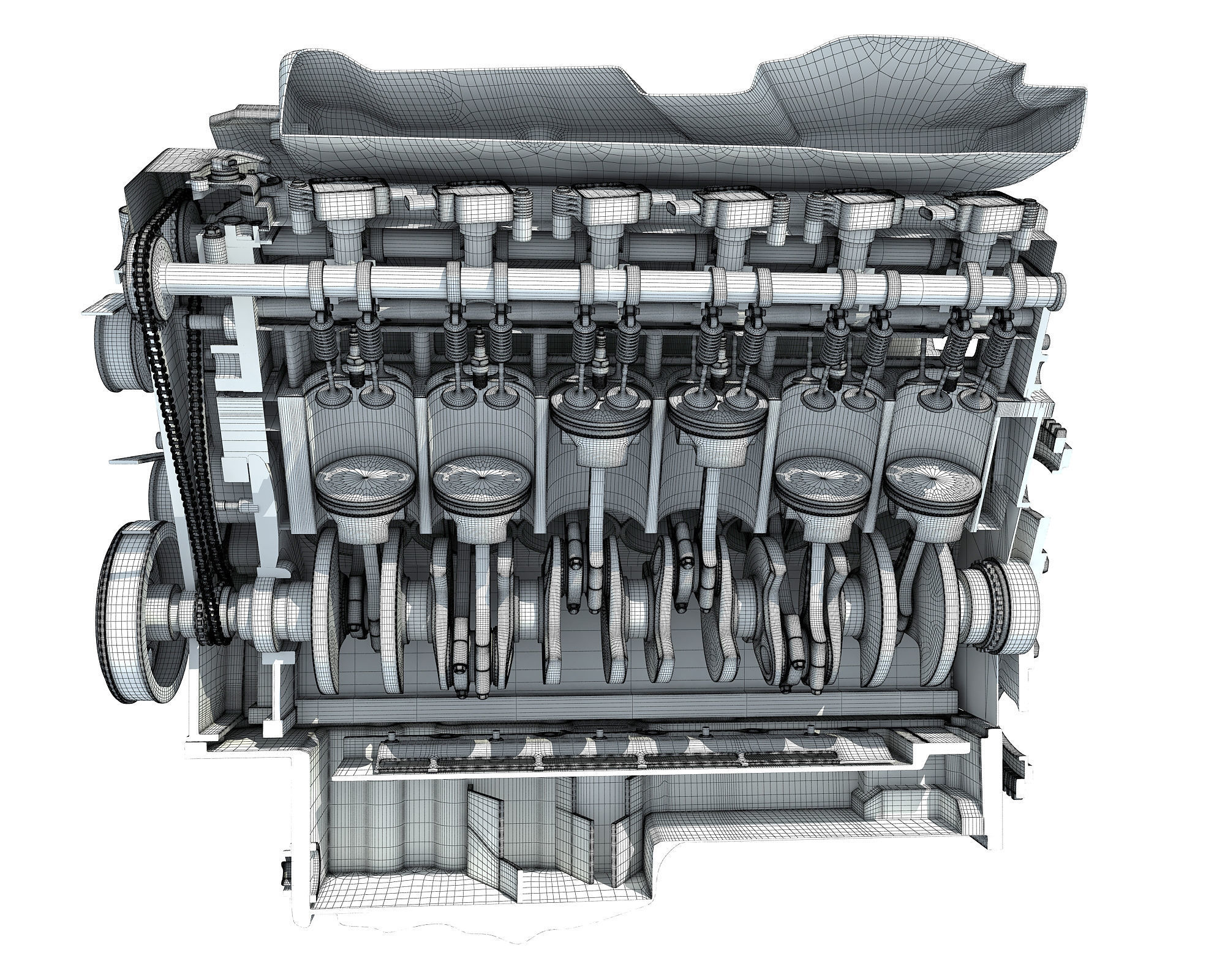 V12 Engine Sectioned Animation Ignition 3D model_27