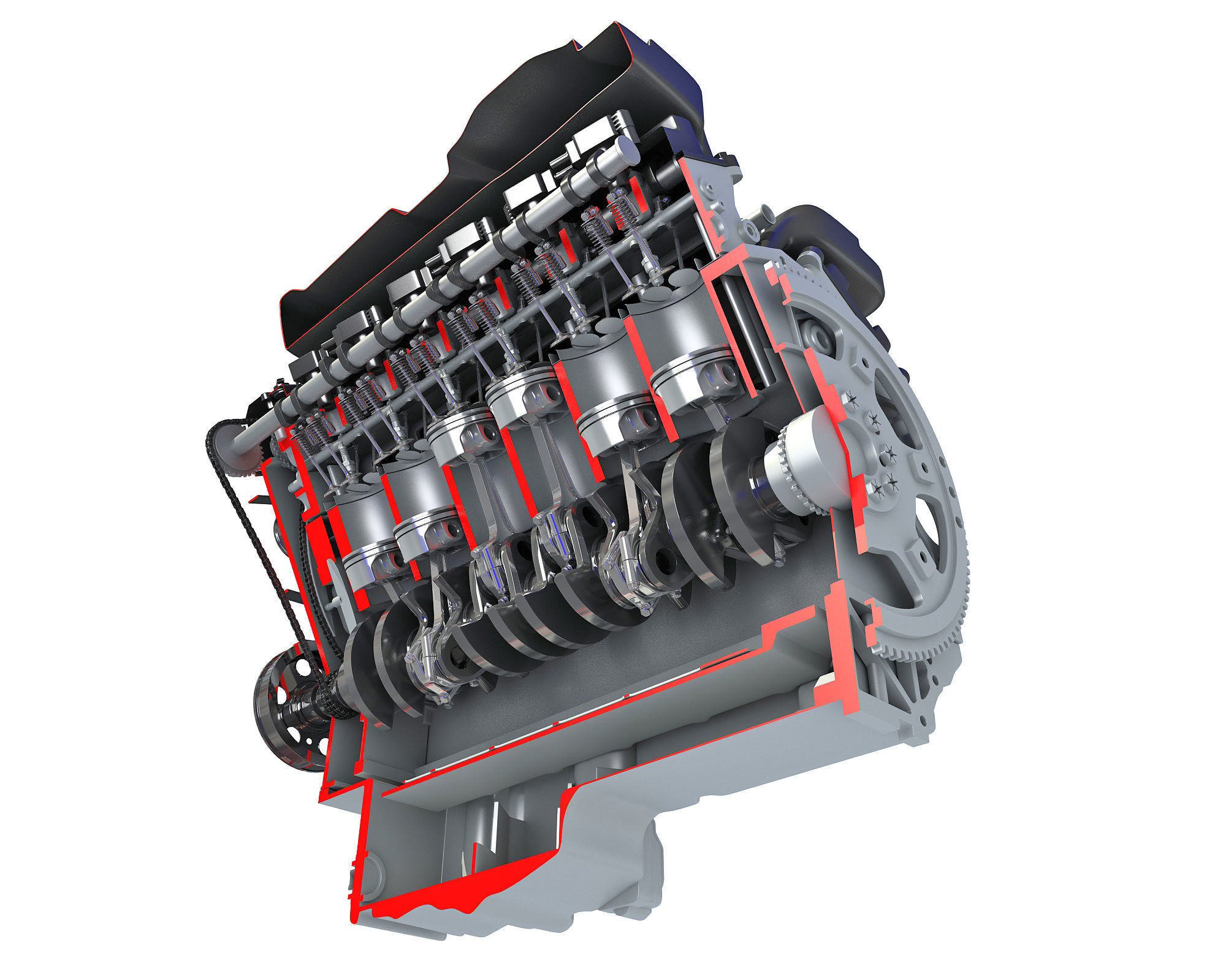 V12 Engine Sectioned Animation Ignition 3D model_12