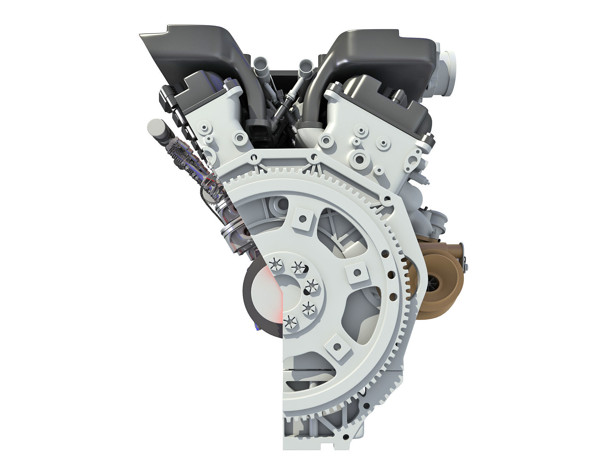 V12 Engine Sectioned Animation Ignition 3D model_15