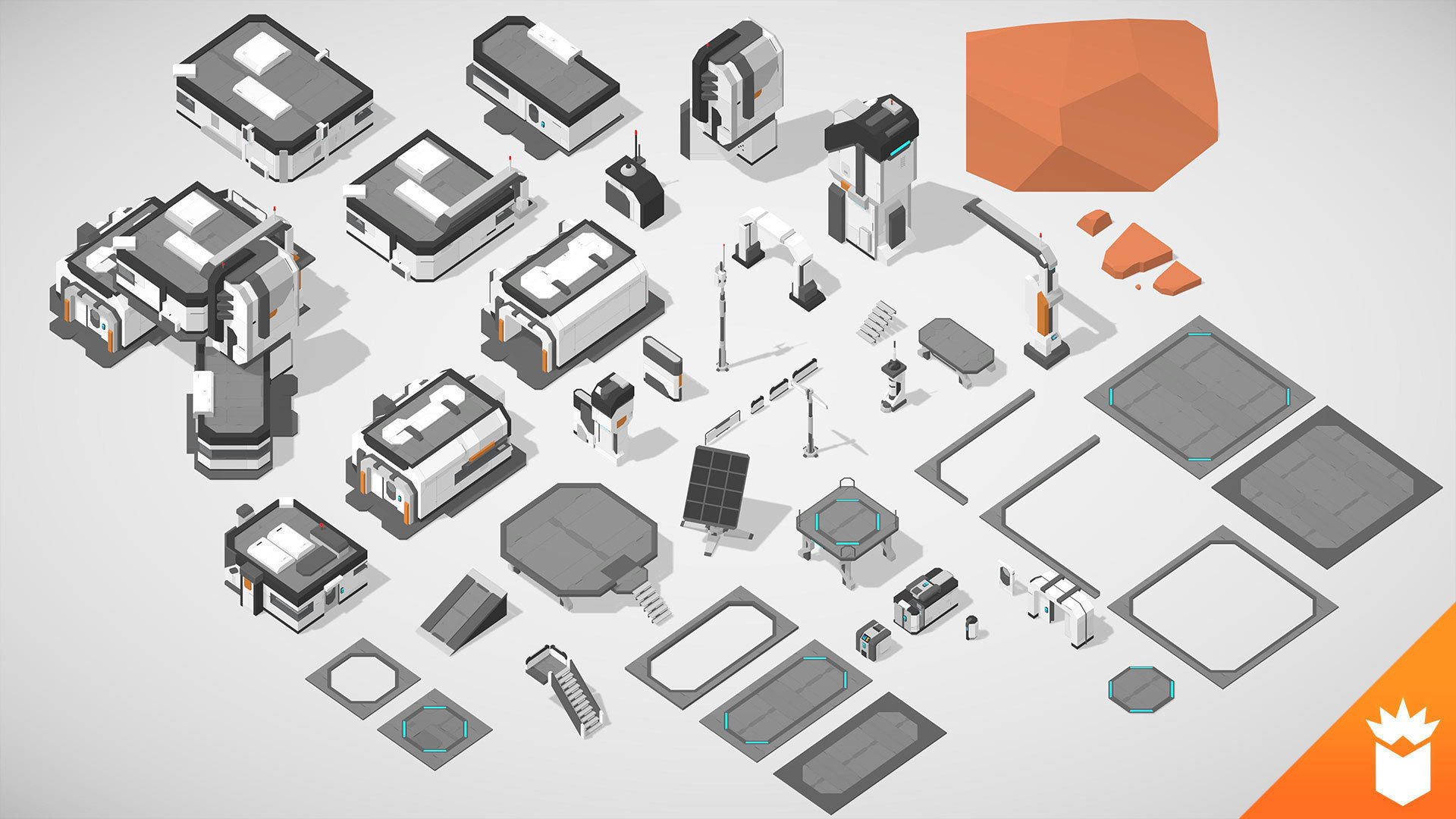 LowPoly SciFi Outdoor Pack Low-poly 3D model_3