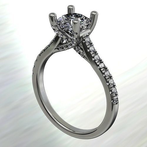 Criss cross claws of central stone fashionable engagement ring 3D print model