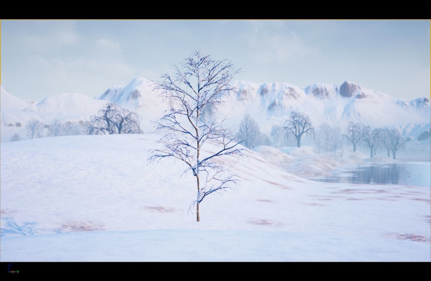 Winter Trees with Snow 3D model_9