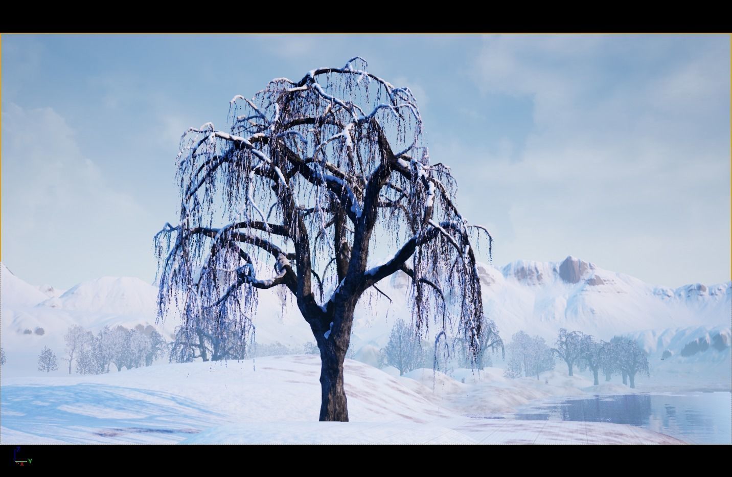 Winter Trees with Snow 3D model_4