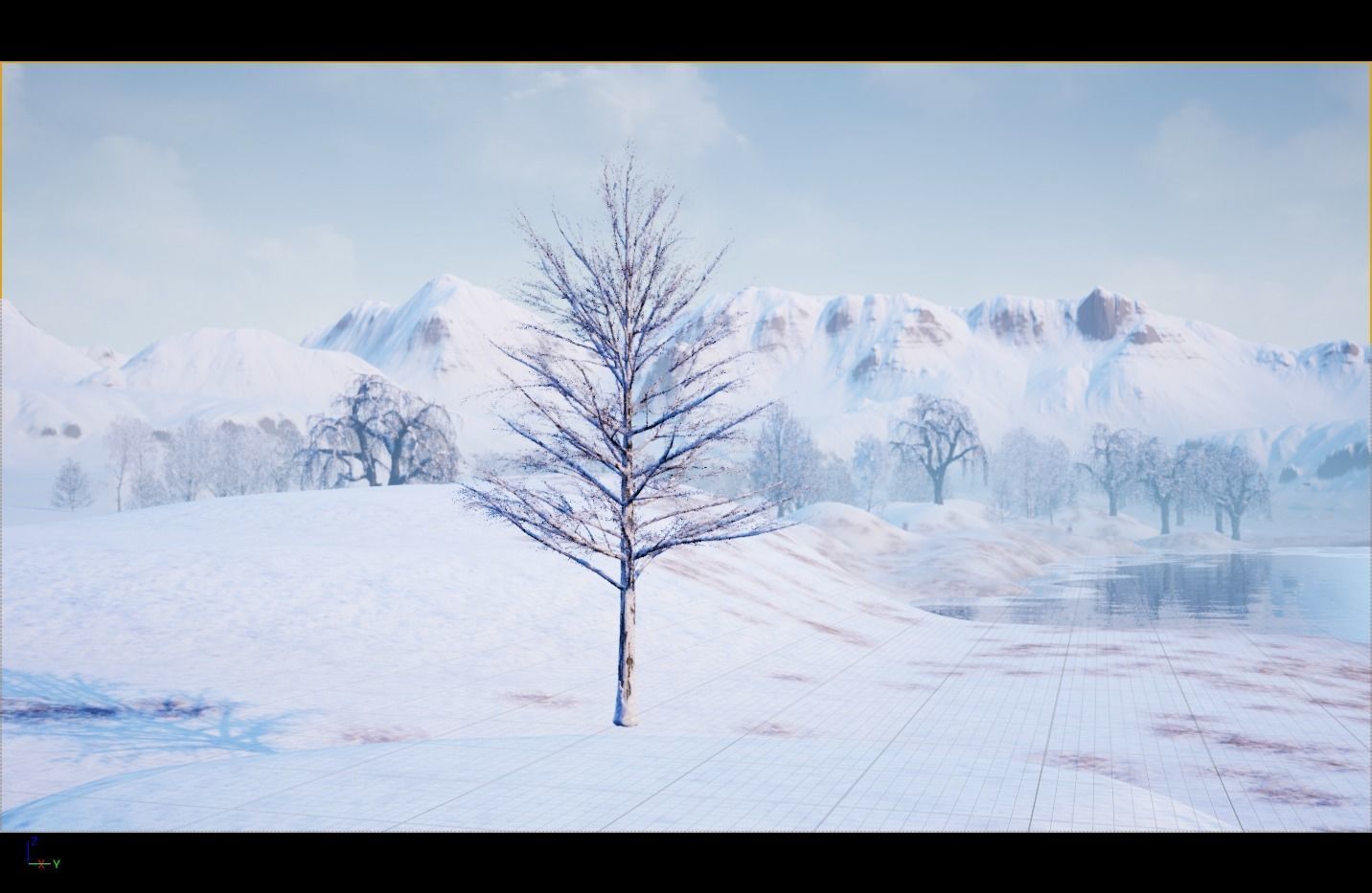 Winter Trees with Snow 3D model_8